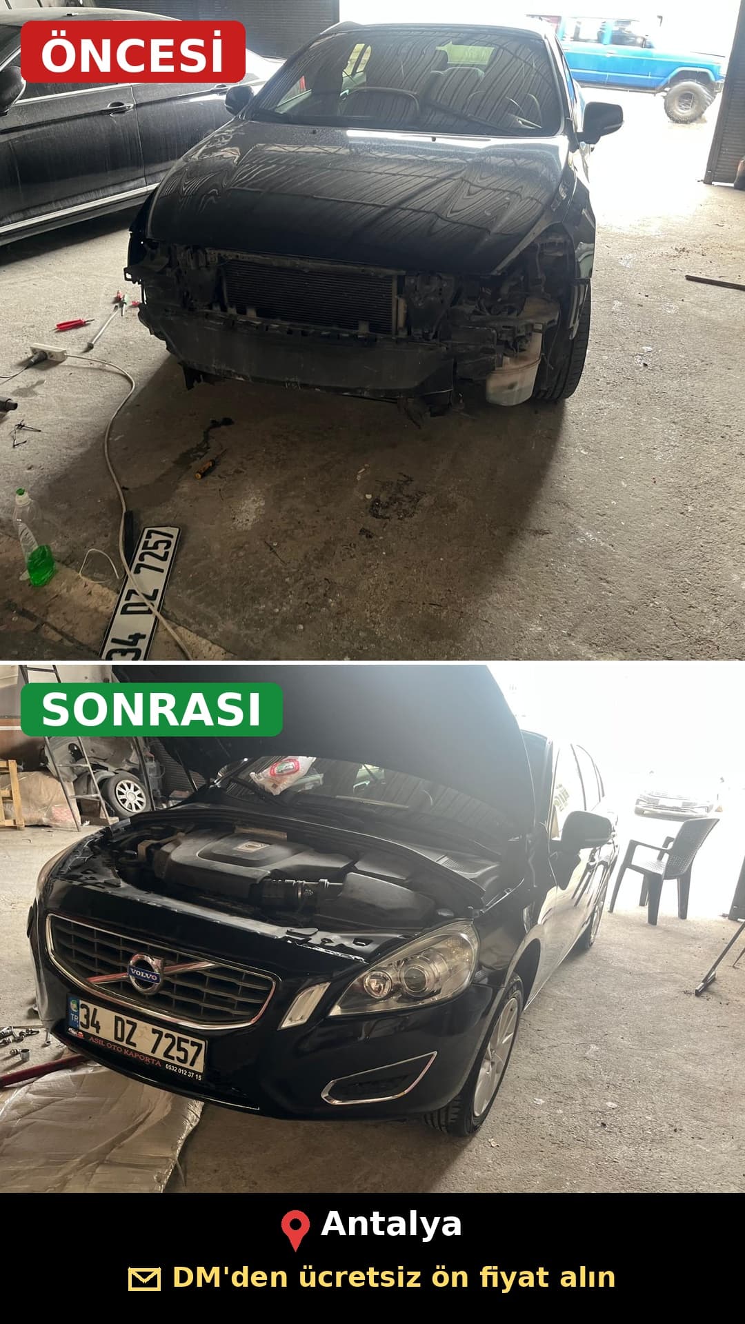 Volvo öncesi ve sonrası hasar onarımı - Antalya